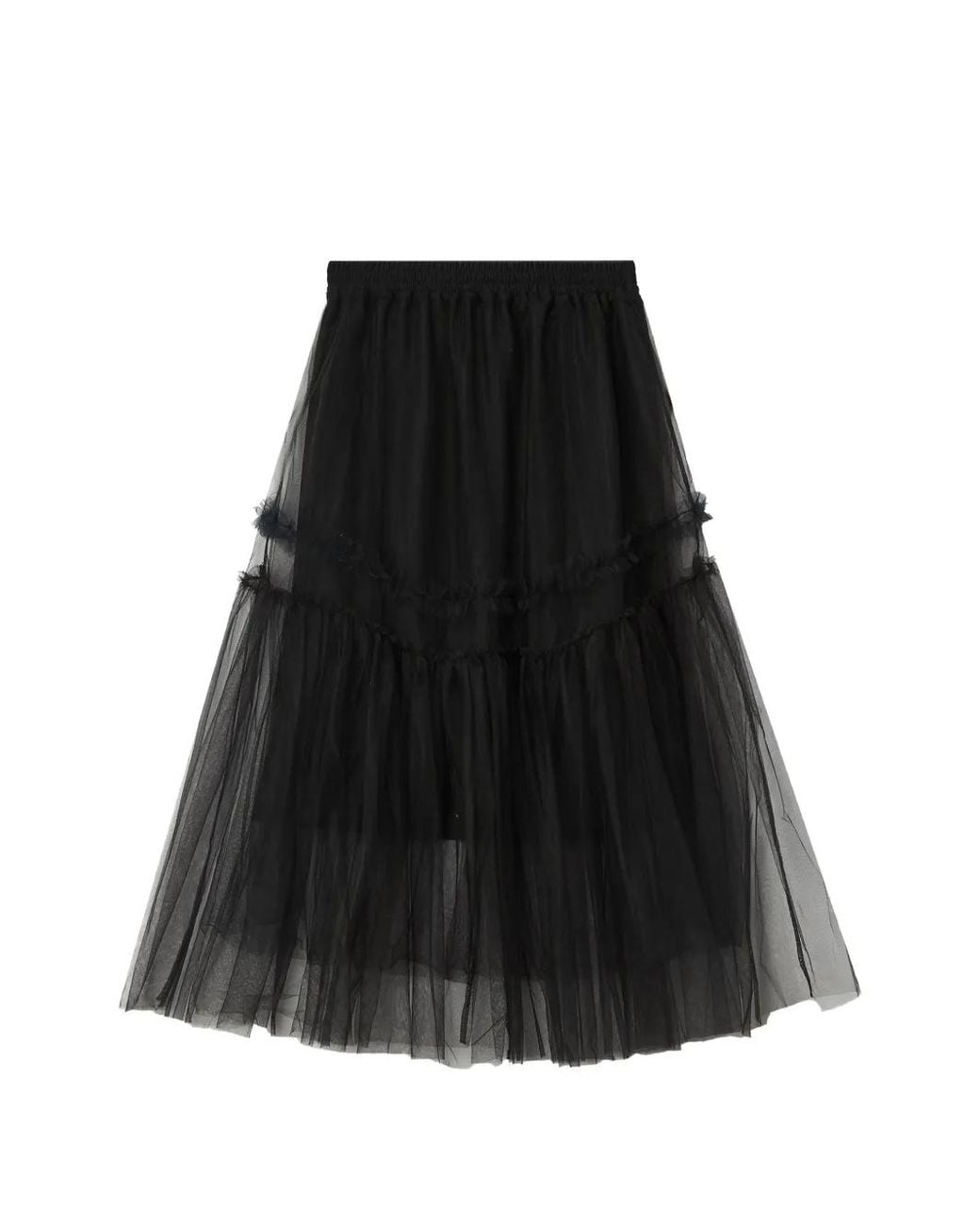 B+ AB Black Ruffled Full Midi Skirt