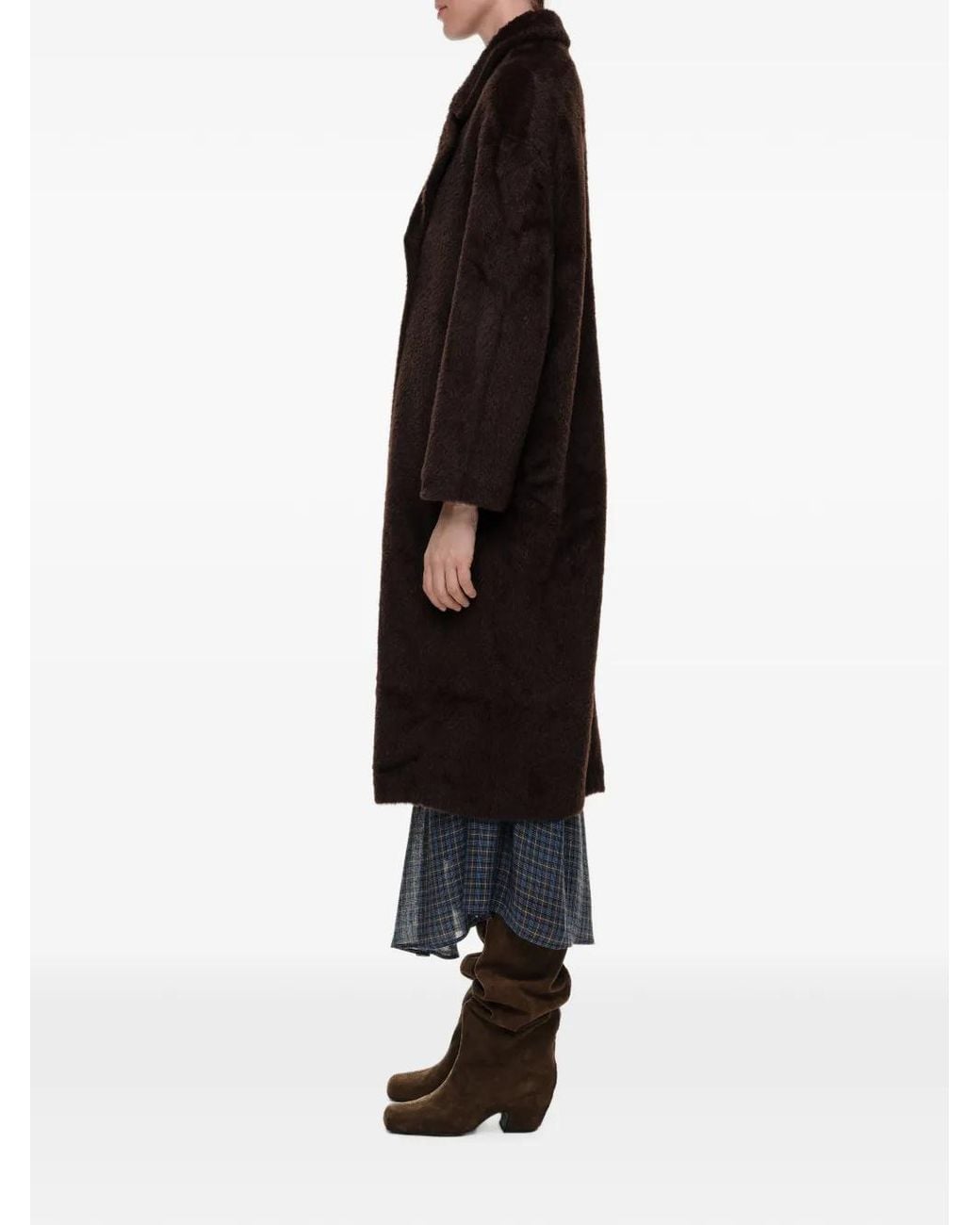 Bimba Y Lola Black Midi Faux-Fur Coat