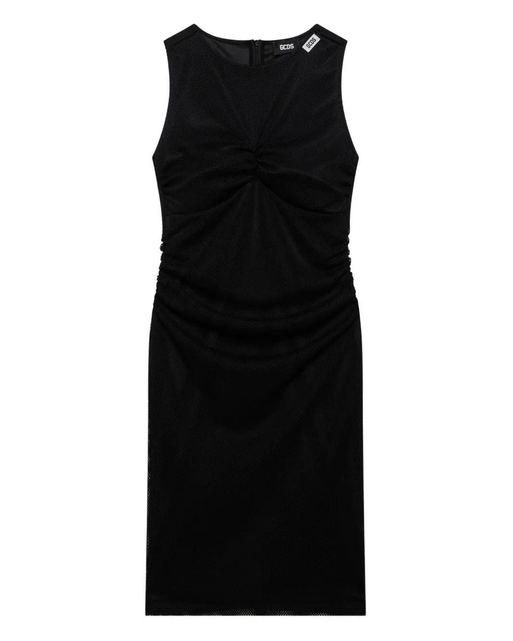 Gcds Kleedjes ,Zwart ,Polyester Gedrapeerde Midi Jurk in het Black