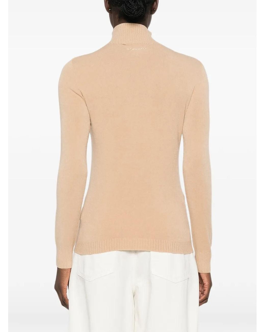 ERMANNO FIRENZE Natural High-Neck Rib-Trimmed Sweater