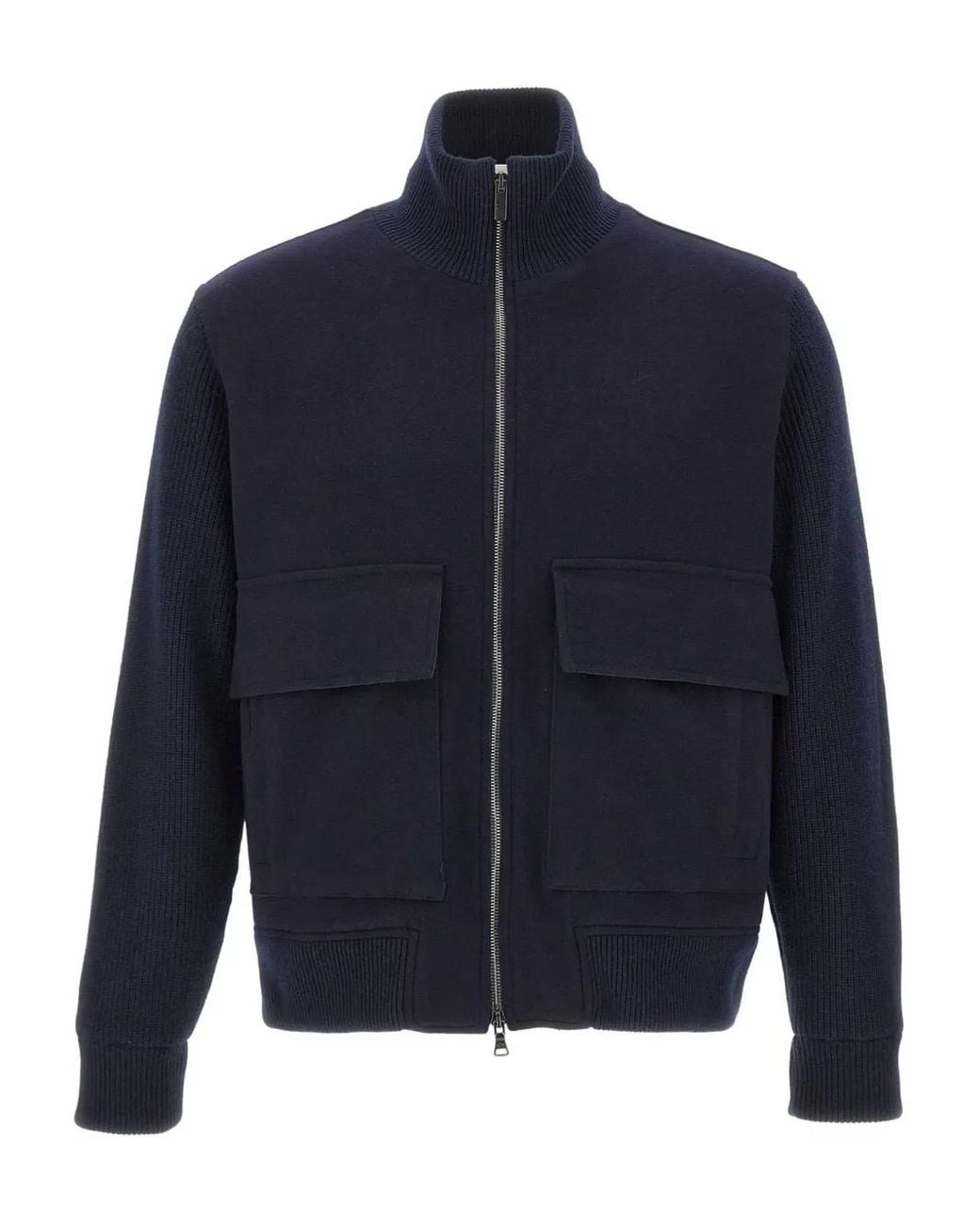 Paul & Shark Blue Knit-Sleeves Jacket for men