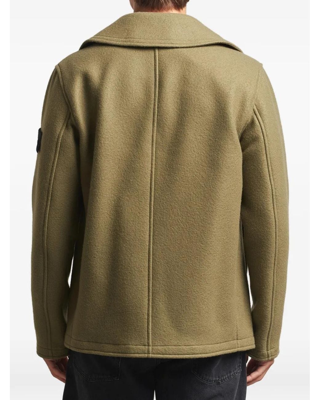 Stone Island Green 4100040 Heavy Melton Peacoat for men