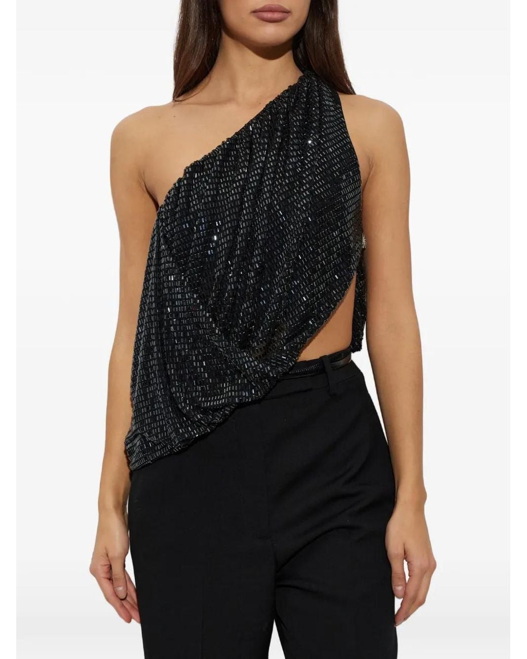 Self-Portrait Black Ruched Strapless Top