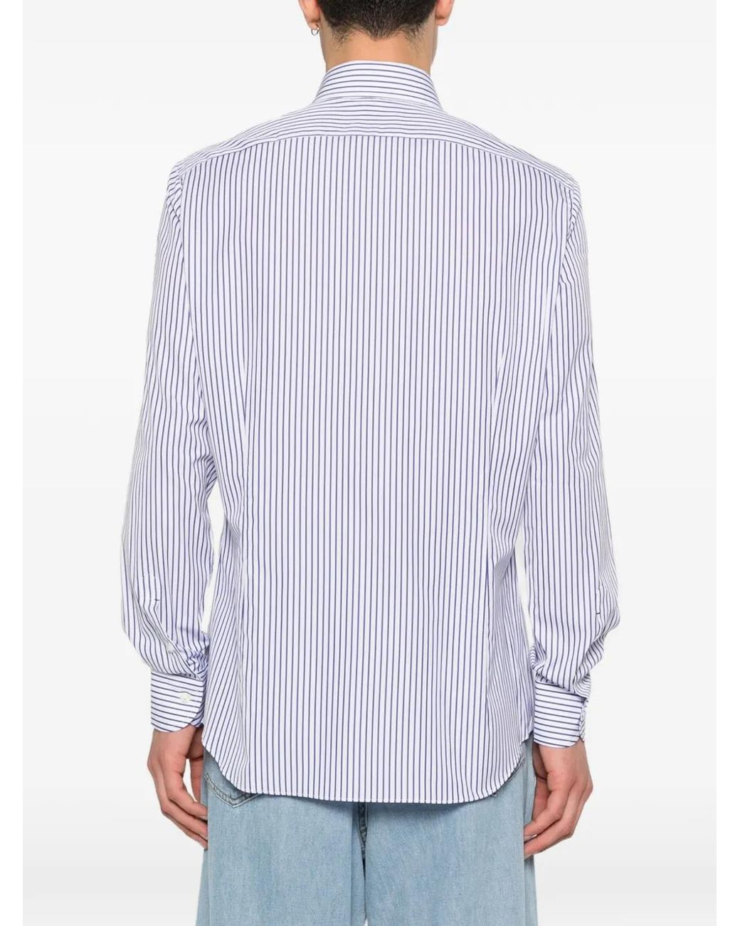 Mazzarelli Purple Striped Button-Down Shirt for men
