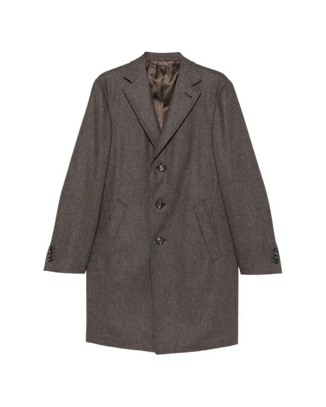 Canali Gray Single-Breasted Notched-Lapel Coat for men