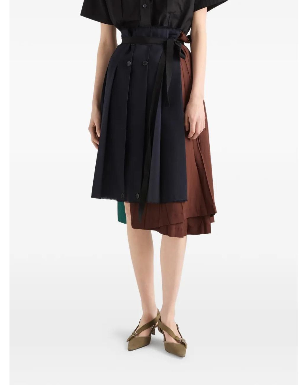 Prada Black Pleated Wrap Skirt