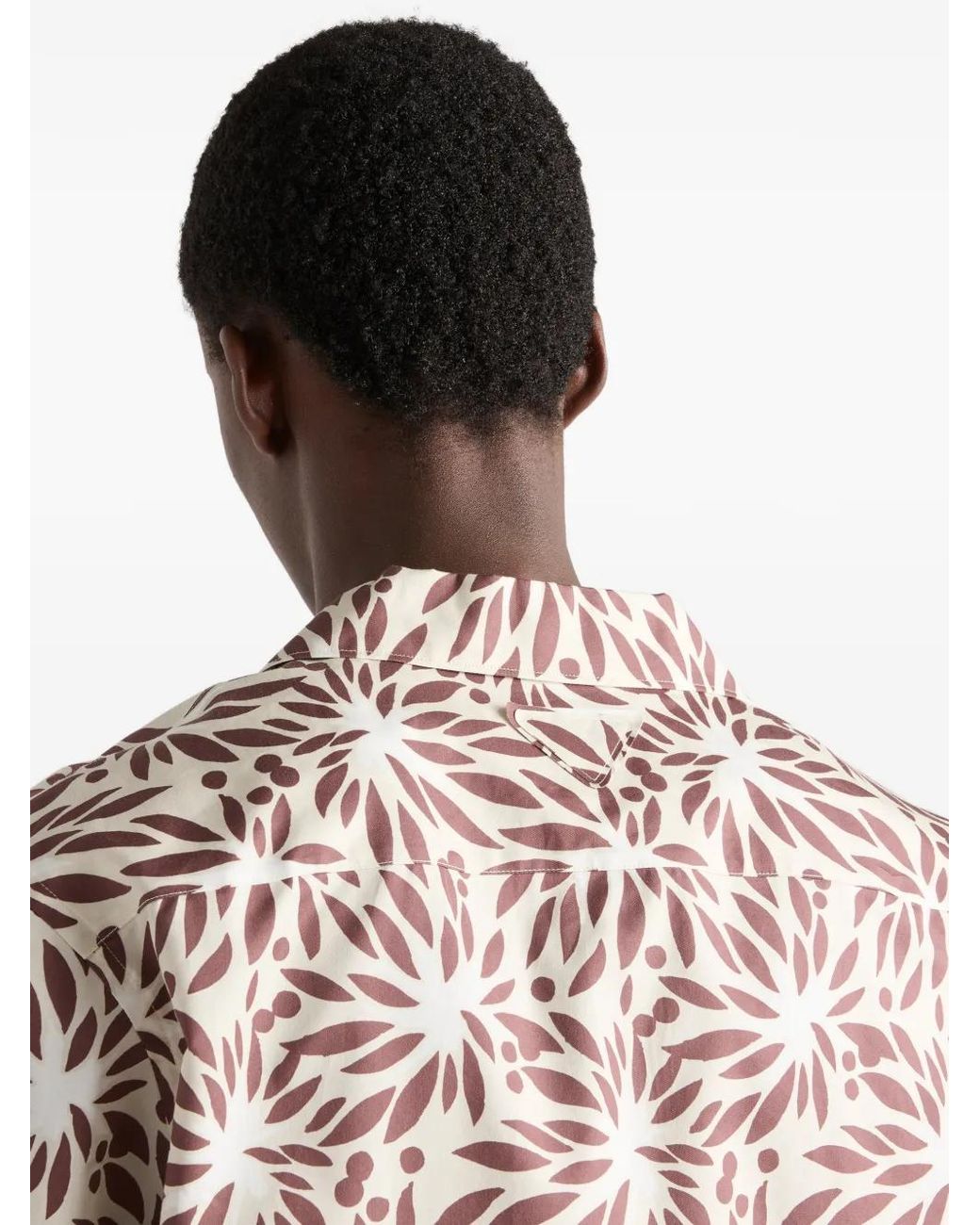 Prada Pink Printed Cotton Bowling Shirt for men