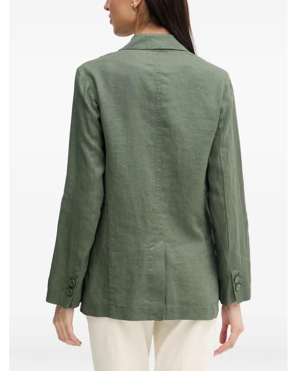 Benetton Green Veste À Boutonnière Et Revers Crantés