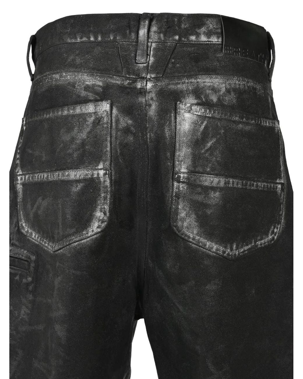 BREATH Gray Coated Denim Shorts for men