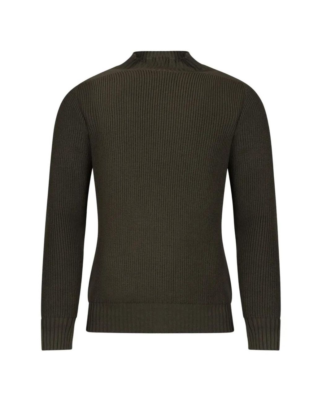 Gran Sasso Green Ribbed-Knit High-Neck Sweater for men