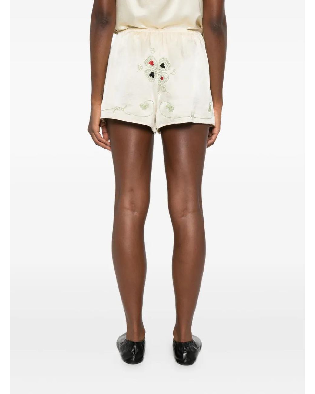 Bode White Luck Draw Shorts