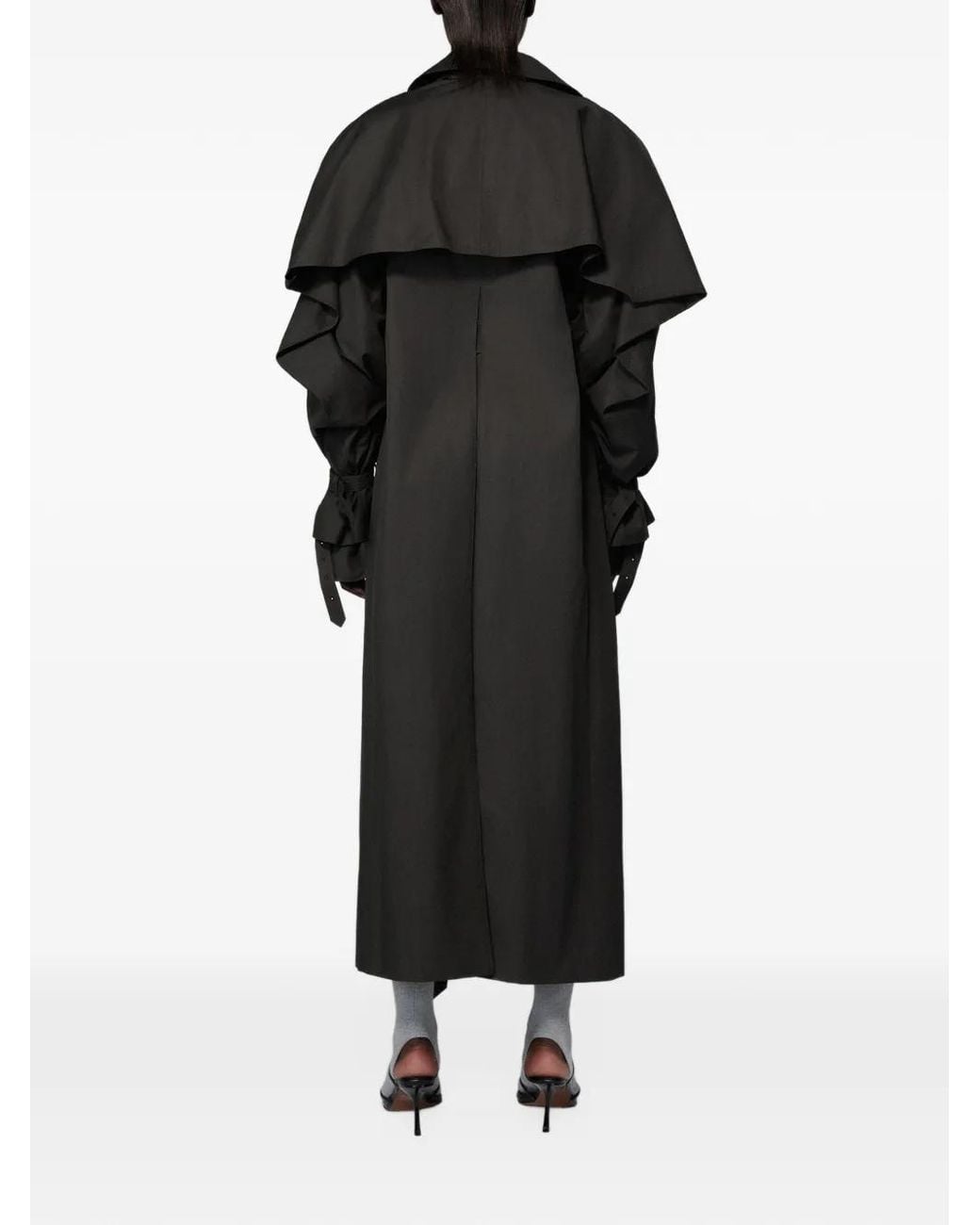 SRVC Studio Black Sentinal Cape-Back Trench Coat