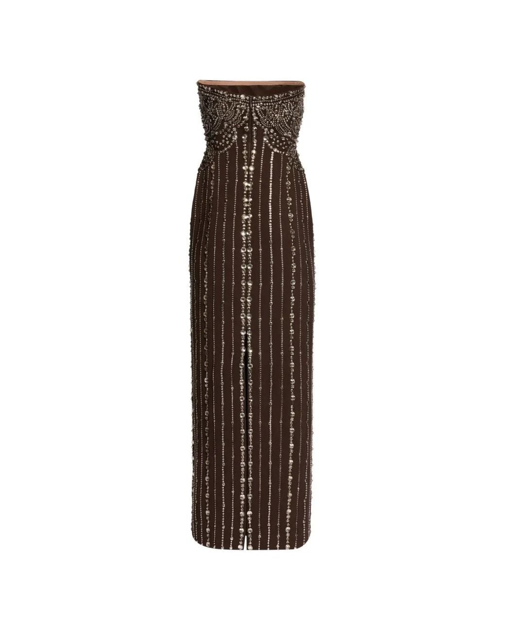 Elie Saab Brown Stud-Embellished Maxi Dress