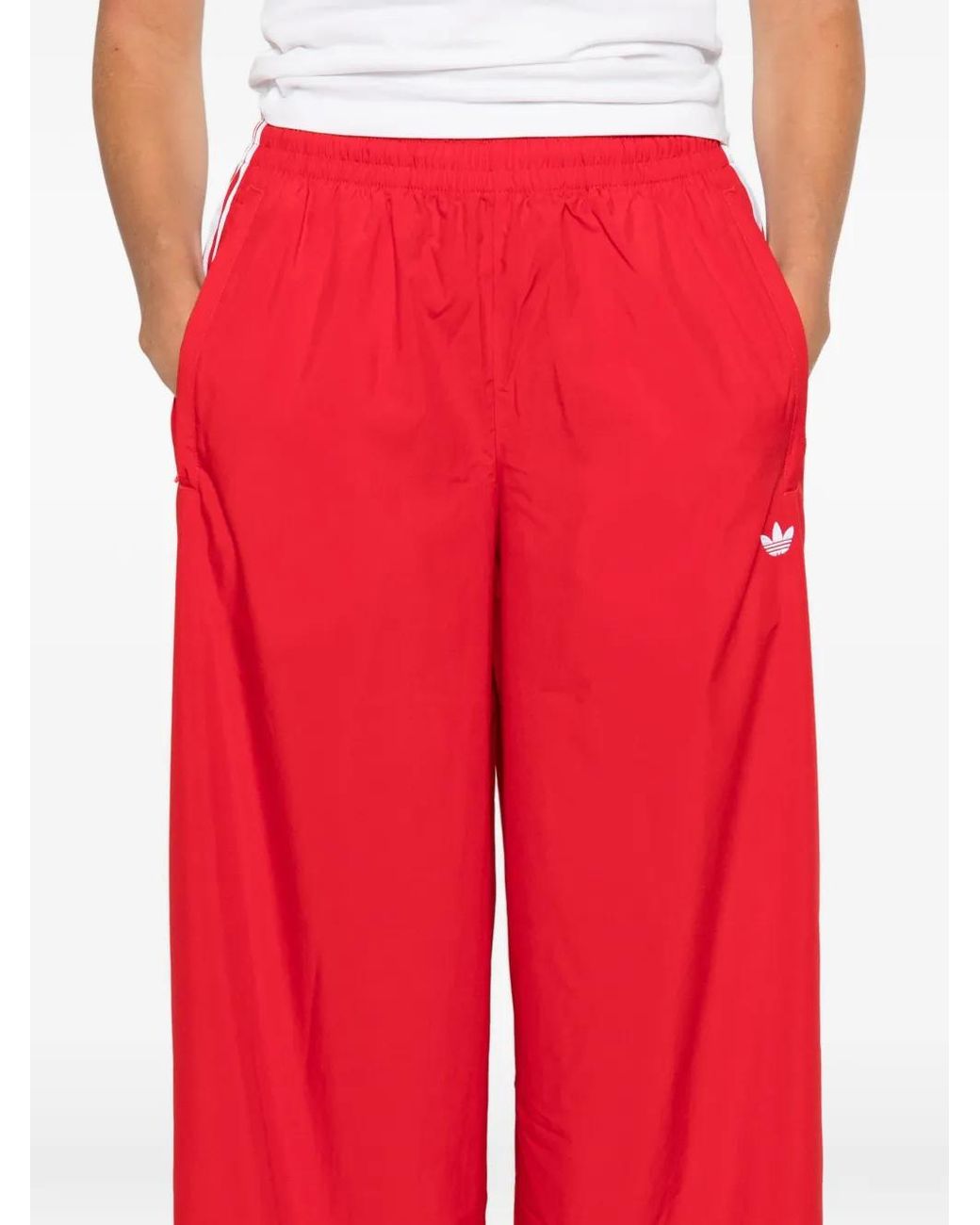 Adidas Red Pantalon Rayé À Design Superposé