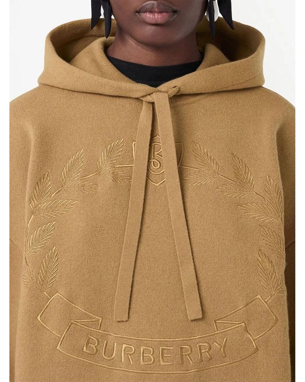Burberry Natural Embroidered Oak Leaf Crest Hoodie