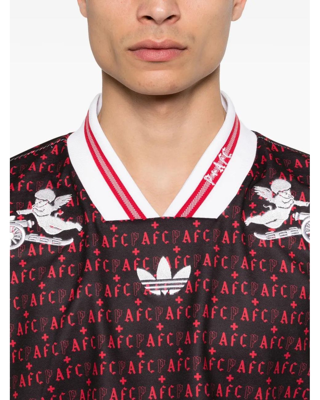 Adidas Red Patterned Long-Sleeved T-Shirt for men