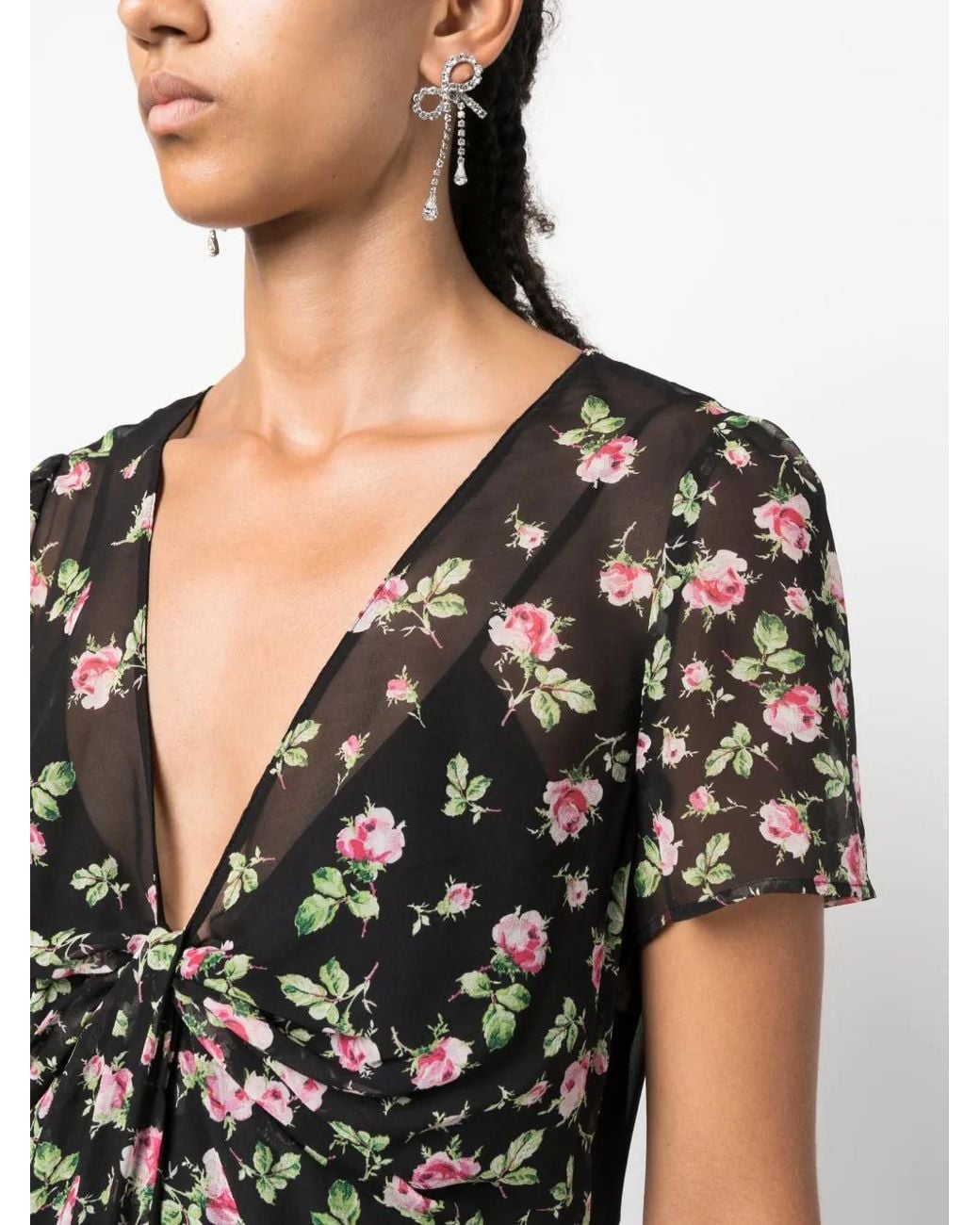 Abito Midi A Fiori di Valentino Garavani in Black