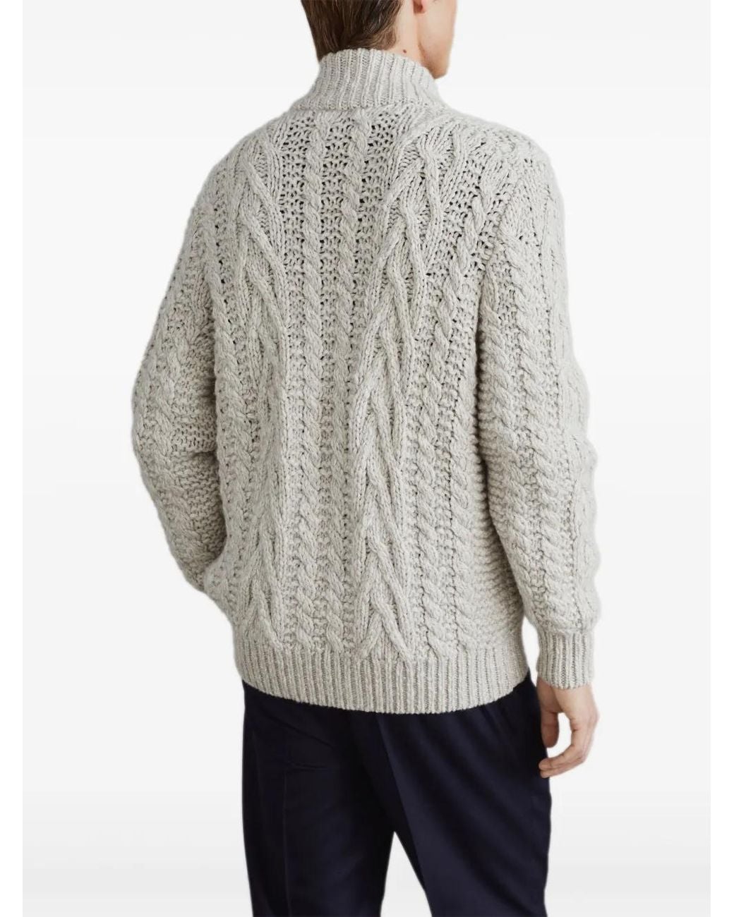 Brunello Cucinelli White Neutral Cable-knit Zip-up Cardigan - Men's - Fabric/cashmere for men