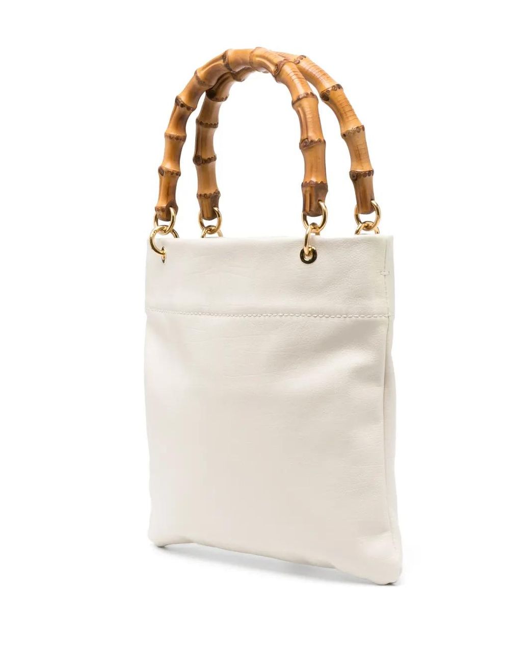 Jil Sander White Small Bamboo-Handle Tote Bag