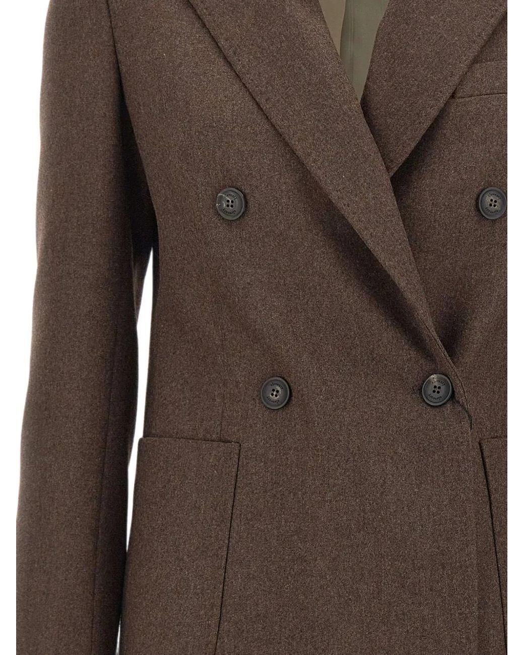 Eleventy Gray Double-Breasted Peak-Lapel Jacket