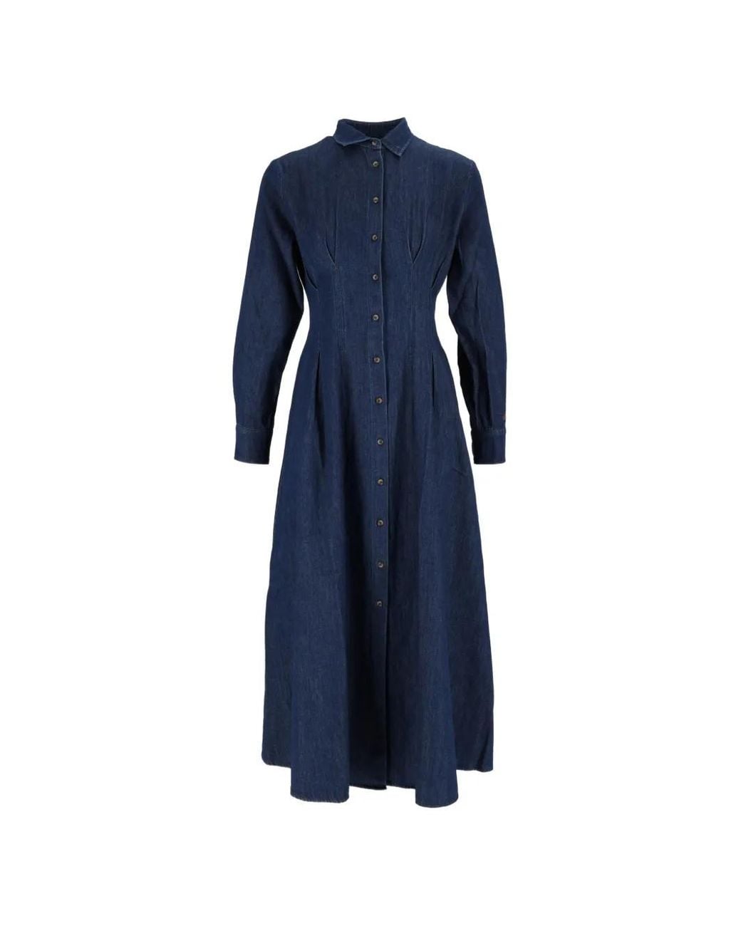 Mc2 Saint Barth Blue Alys Denim Midi Dress