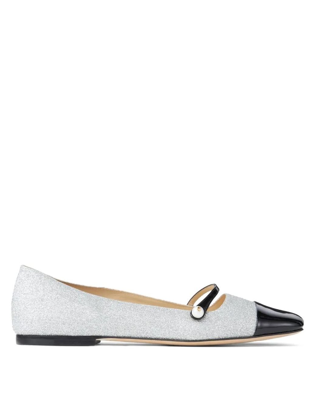Jimmy Choo Metallic Elisa Leather Ballerina Shoes