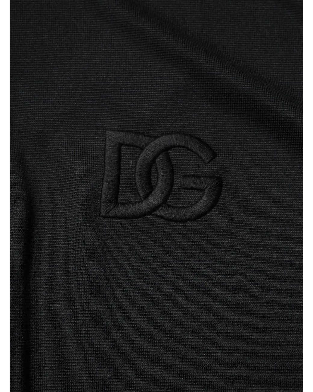 Dolce & Gabbana Black Dg Logo Piqué Polo Shirt for men