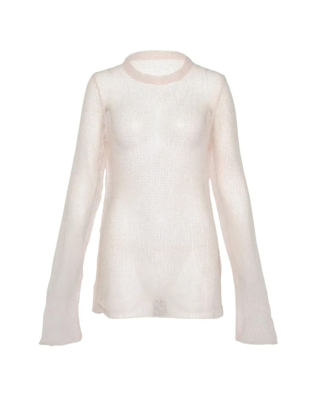 Yohji Yamamoto White Open-Knit Long-Sleeve Sweater