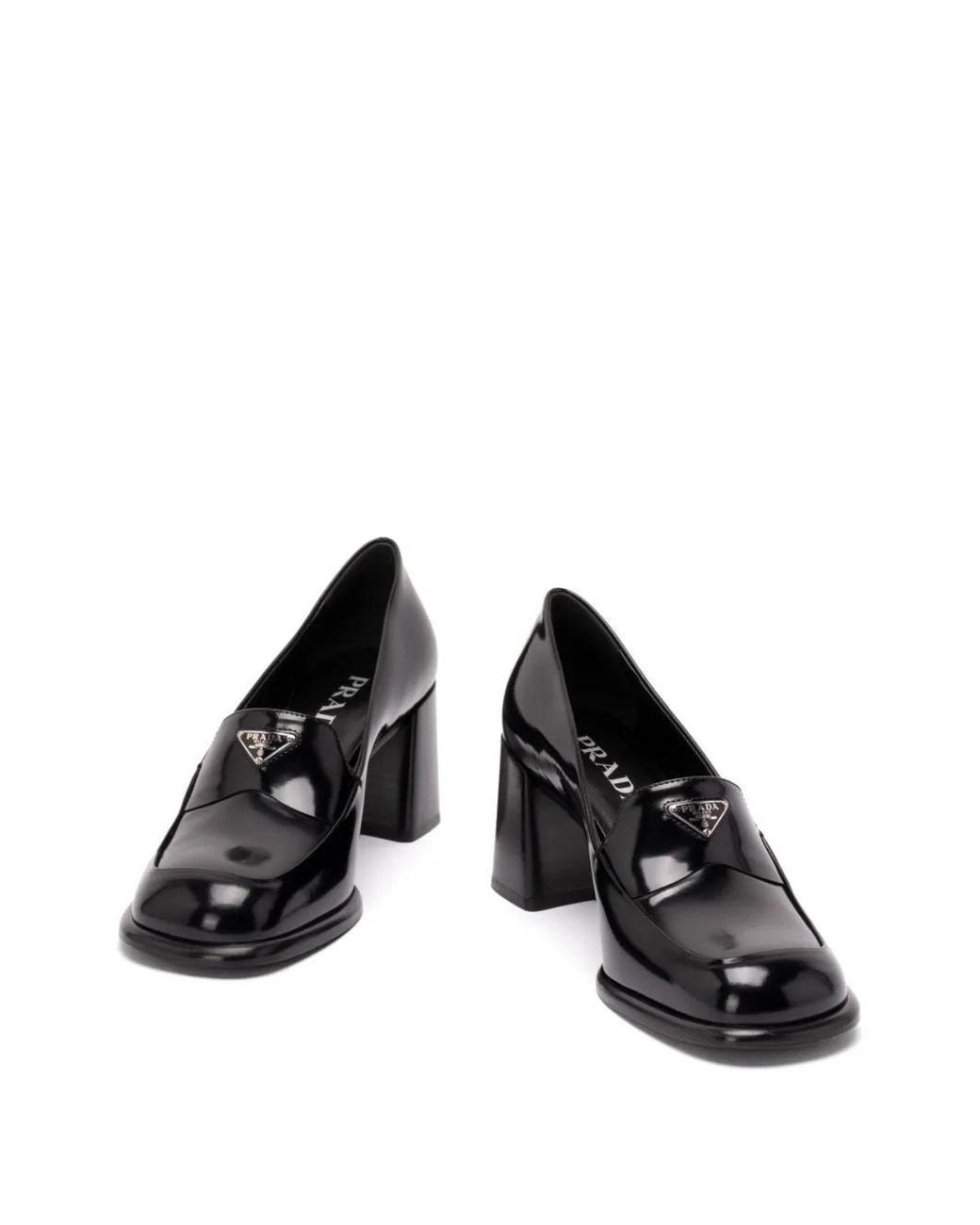 Prada Black Brushed Leather Loafers