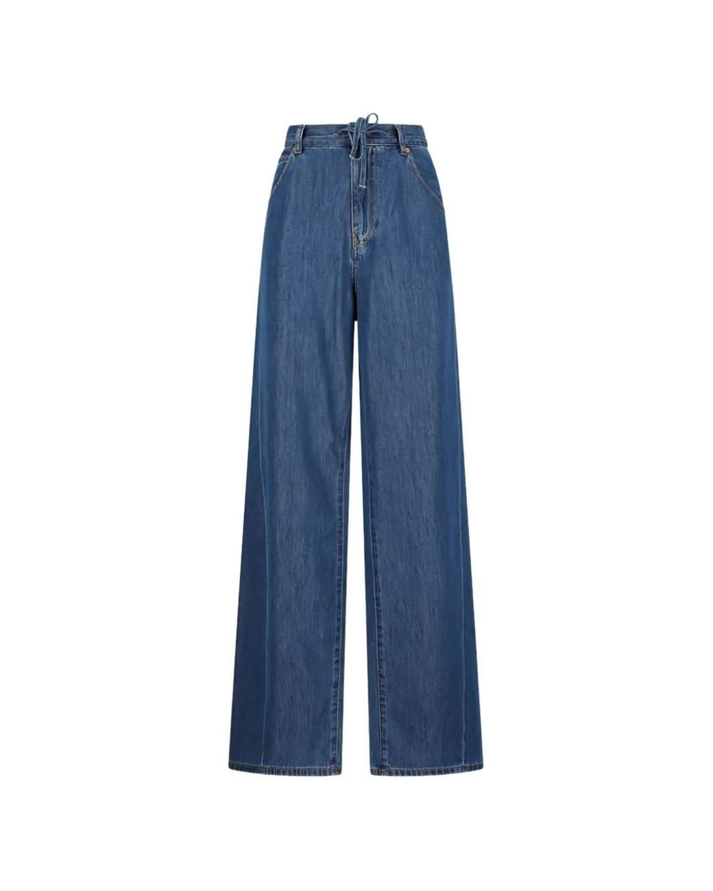 DARKPARK Blue Drawstring-Waist Wide-Leg Jeans
