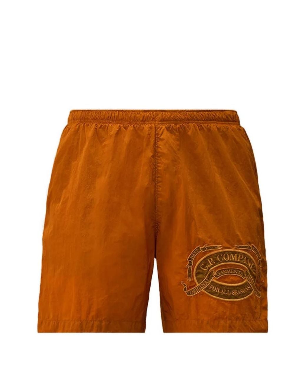 C P Company Orange Eco-Chrome-R Graphic Embroidery Swim Shorts for men