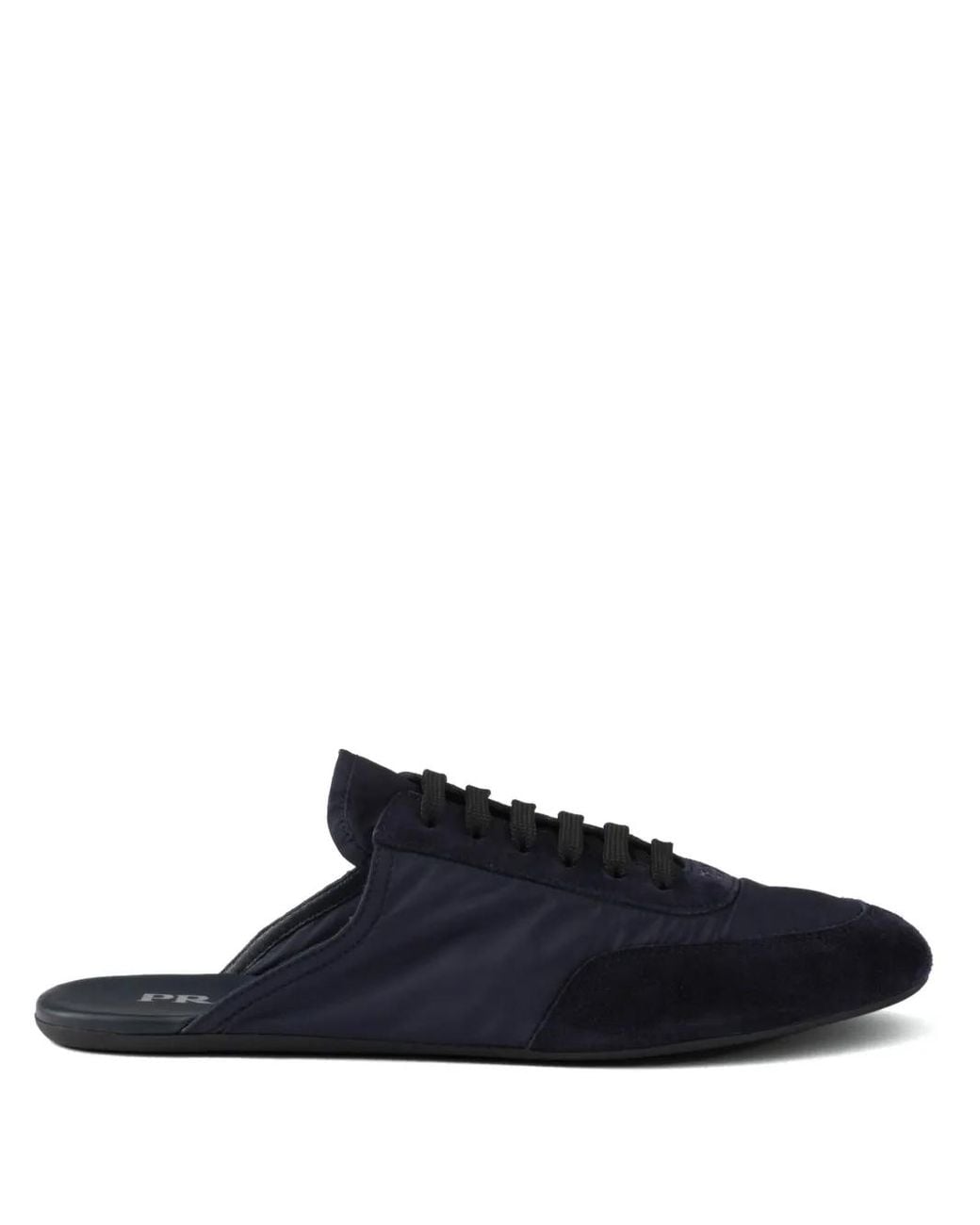 Prada Blue Collapse Re-Nylon And Suede Mules