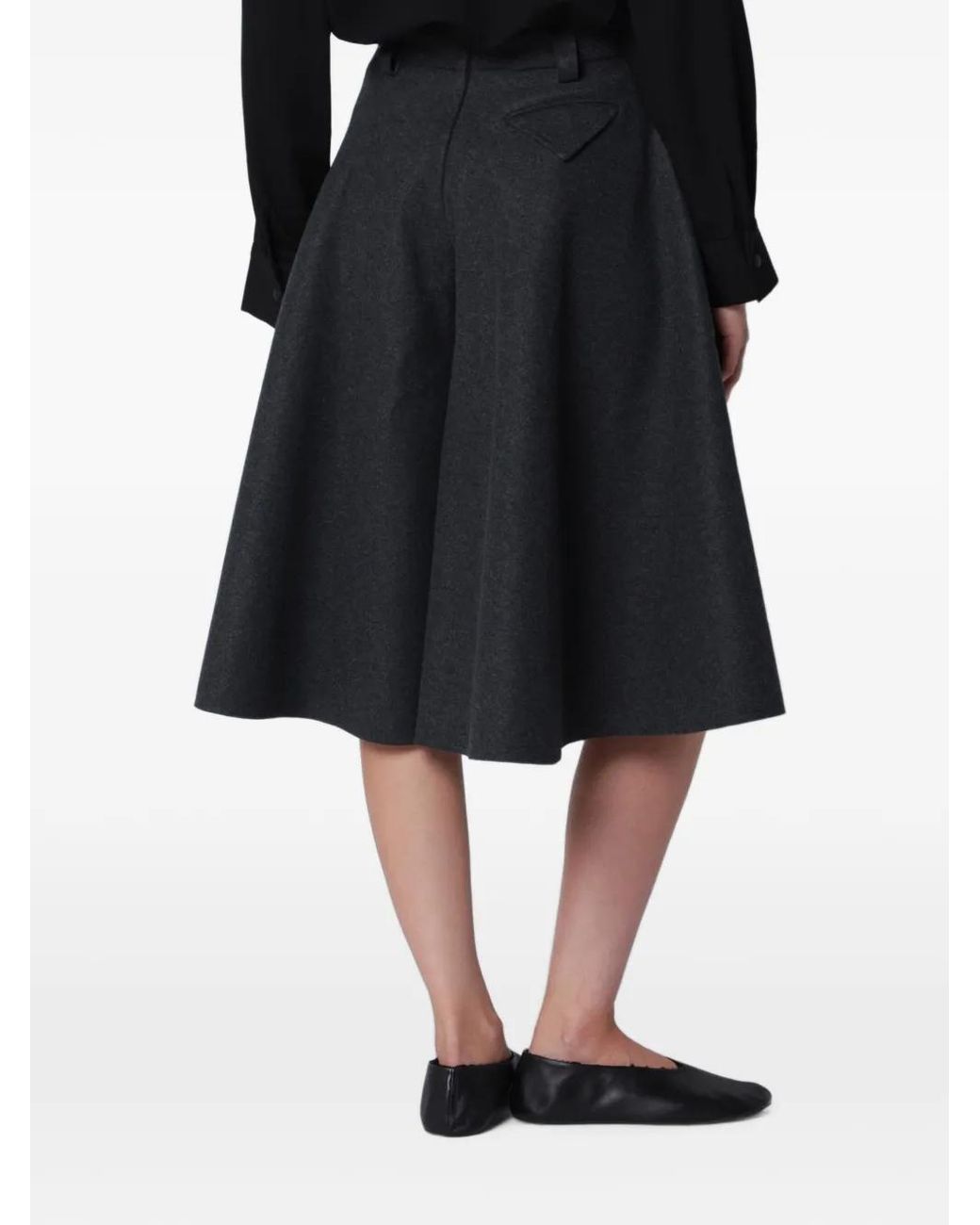 Source Unknown Black Aviel Flared Knee-Length Shorts