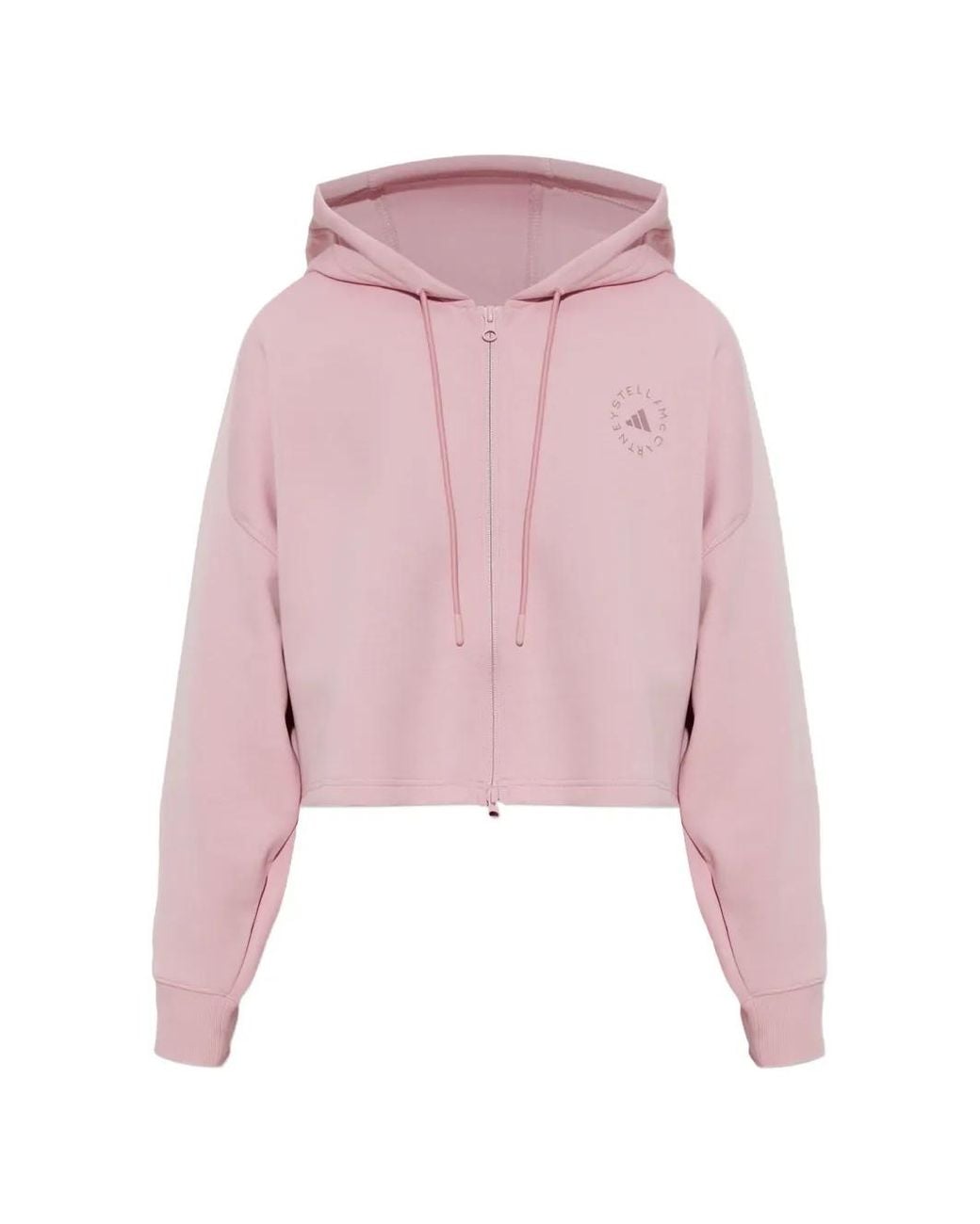 Adidas By Stella McCartney Pink X Stella Mccartney Logo-Print Zip-Up Hoodie