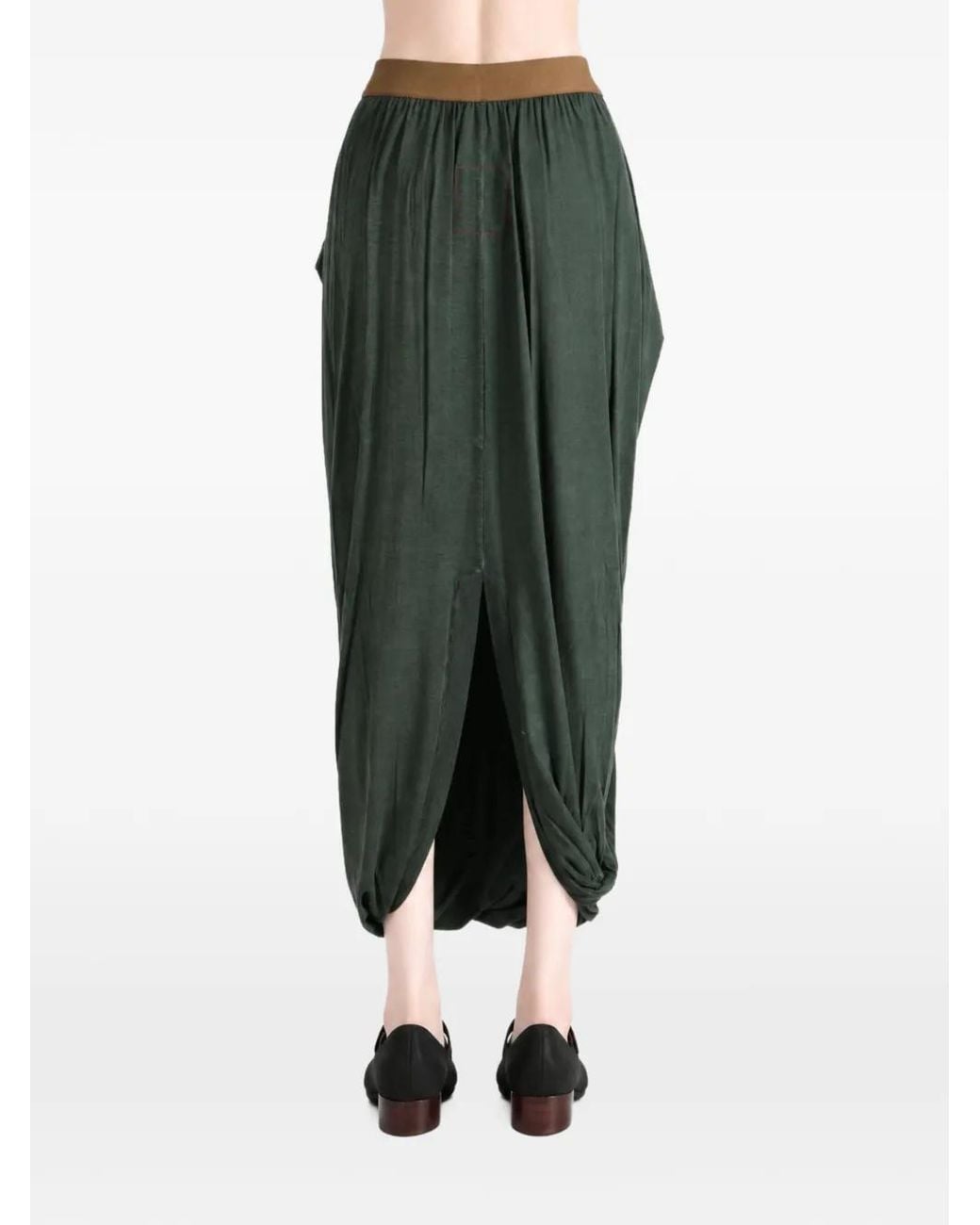 Uma Wang Green Draped Cocoon Midi Skirt