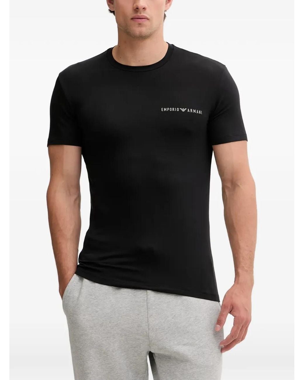 Emporio Armani Black Logo-Print T-Shirt (Set Of Two) for men