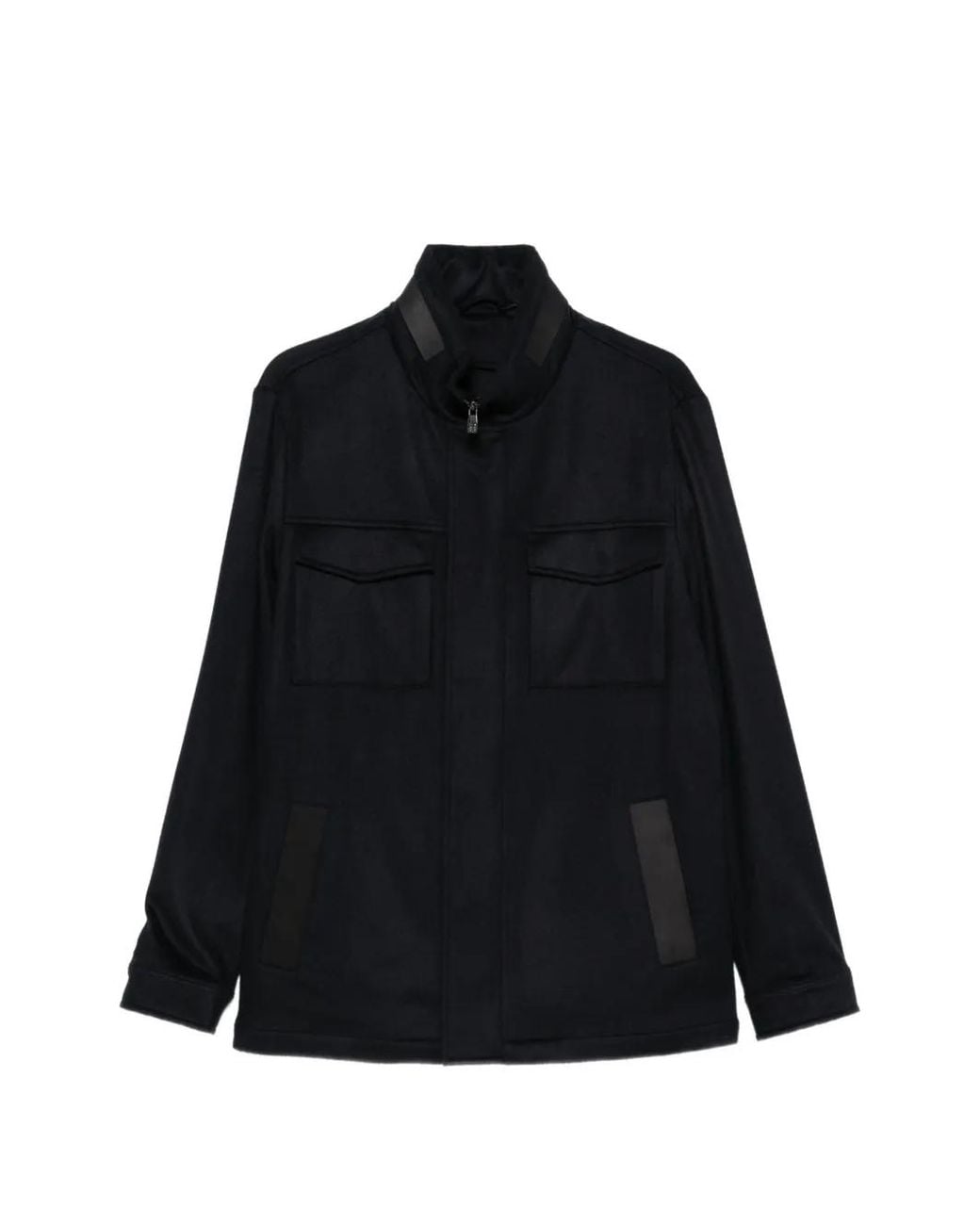 Corneliani Black Flap-Pocket High-Neck Jacket for men