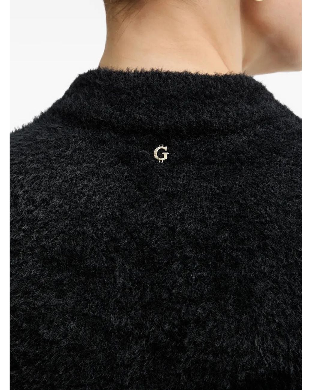 Guess Black Fuzzy Cut-Out Sweater