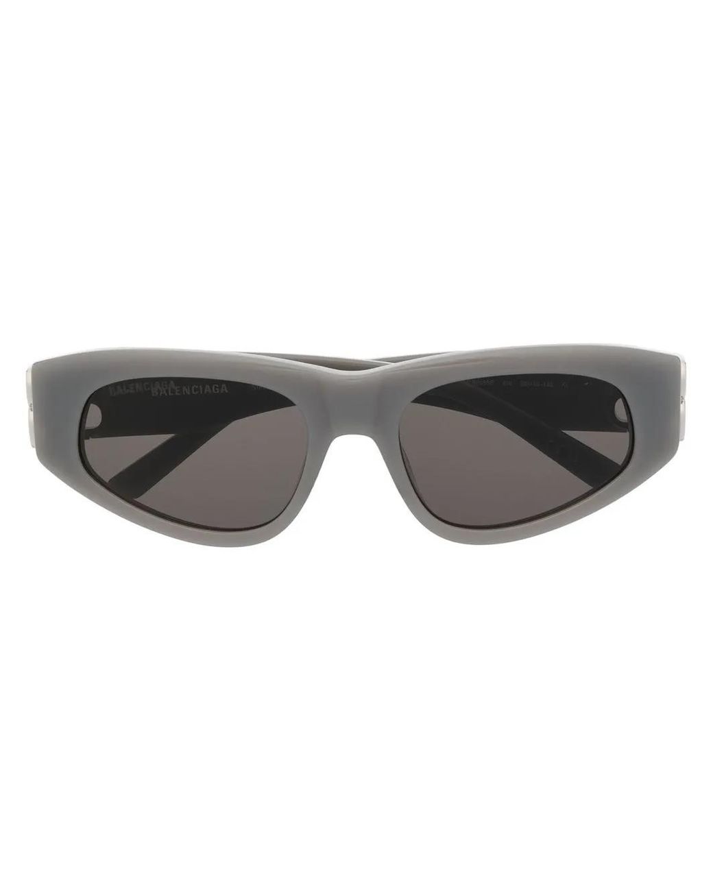 Balenciaga Gray Logo-Plaque Biker Sunglasses