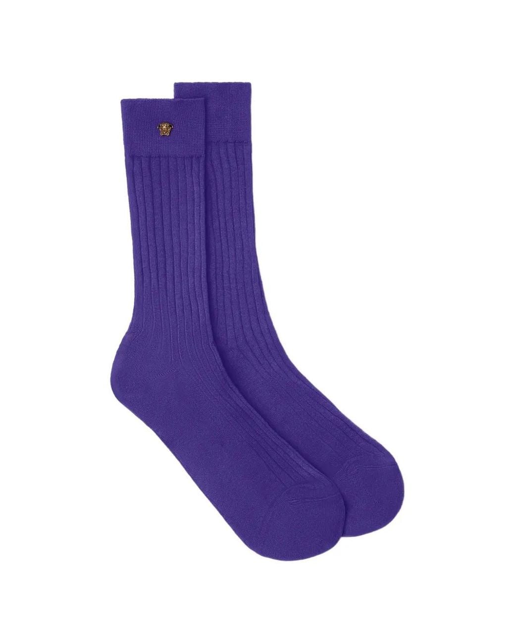 Versace Purple Medusa Plaque Ribbed Socks