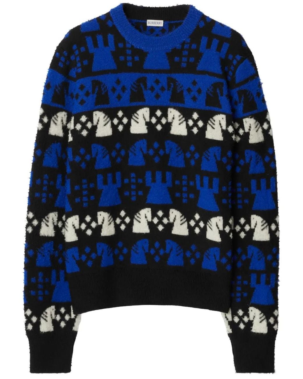 Burberry Blue Chess Wool Blend Sweater for men