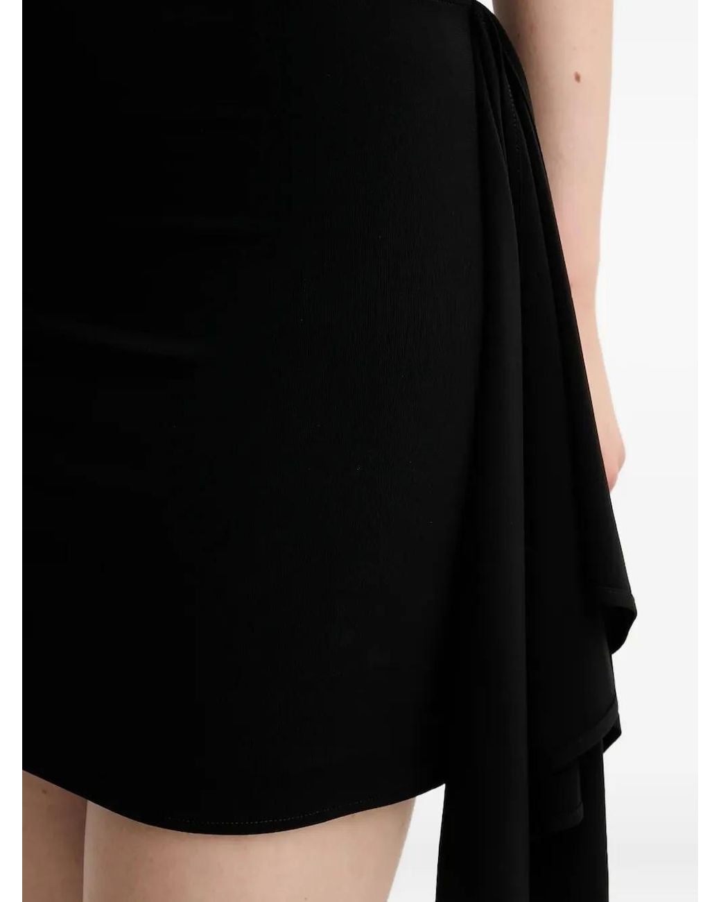 Emporio Armani Black Draped-Detail Short-Sleeve Mini Dress