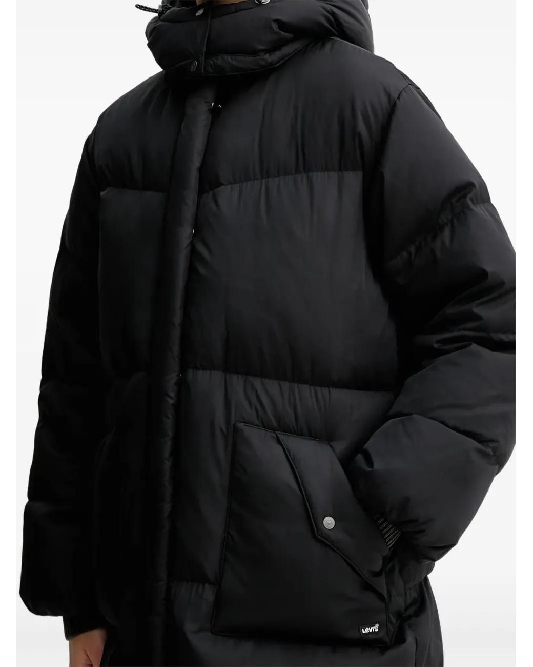 Levi's Black Western Bubble Hooded Pocket Coat