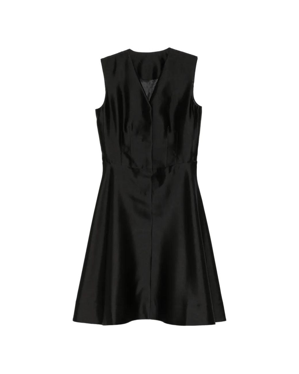 JNBY Black Robe Mi-Longue Sans Manches À Col V