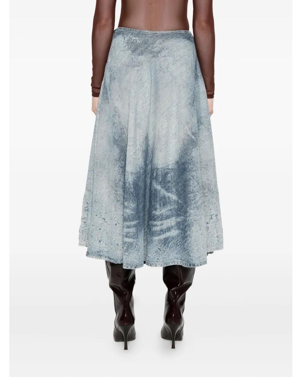 DIESEL Blue De-Annet Denim Midi Skirt