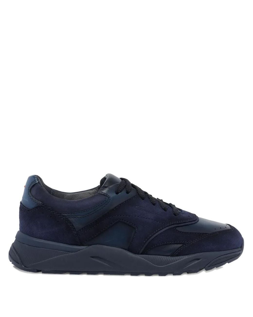 Santoni Blue Suede Paneled Sneakers for men