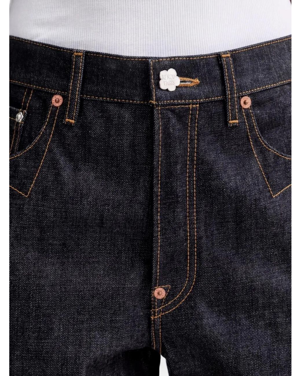 KENZO Black Low-Waist Denim Boyfriend Jeans