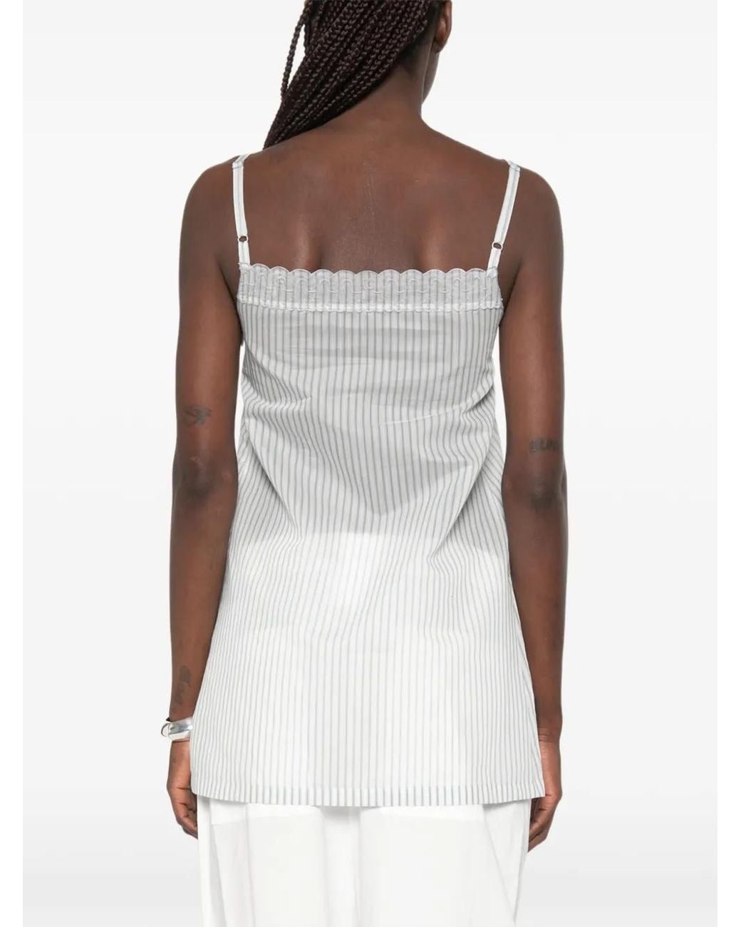Low Classic White Stripe Lace-Trim Dress