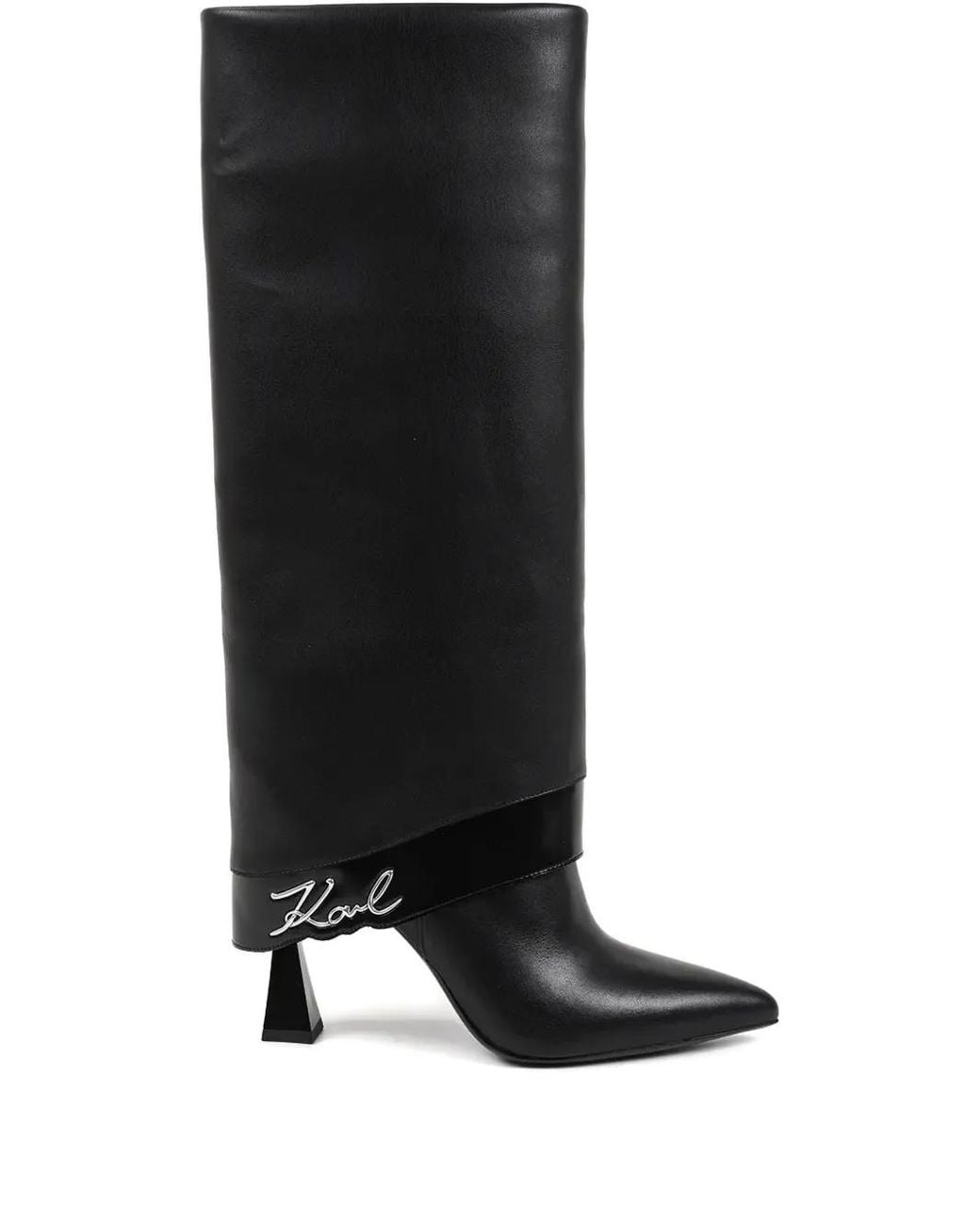 Karl Lagerfeld Black Logo-Appliqué Boots