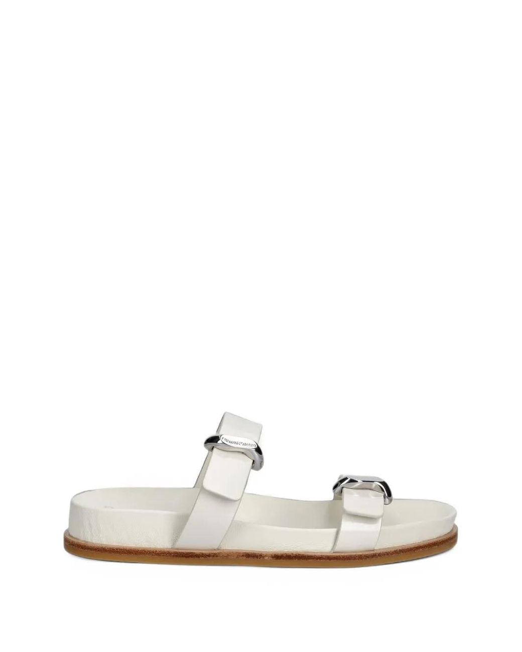 Emporio Armani White Buckle-Detail Double-Strap Slides